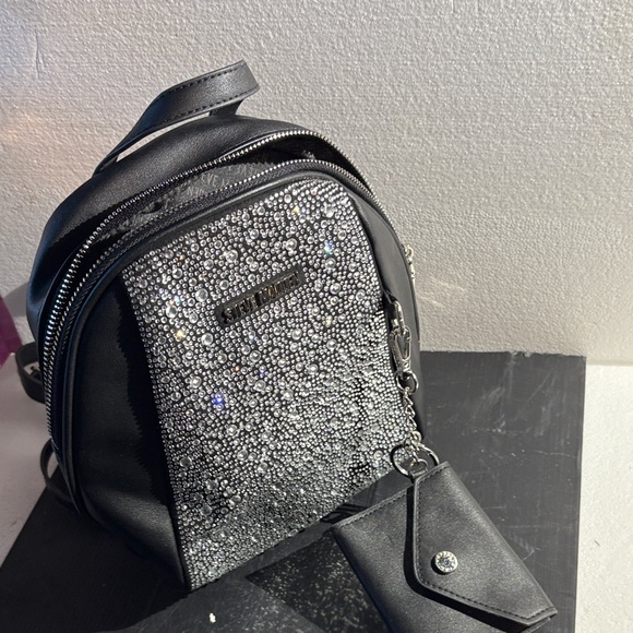Steve Madden Black and Silver Women's Backpack - Picture 1 of 6